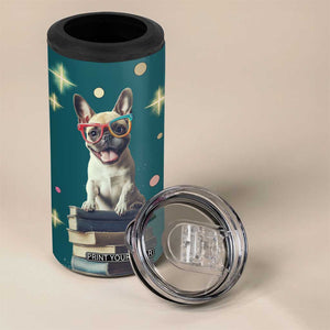 Cute Pug Reading Books 4 in 1 Can Cooler Tumbler Personalized TS04 Print Your Wear