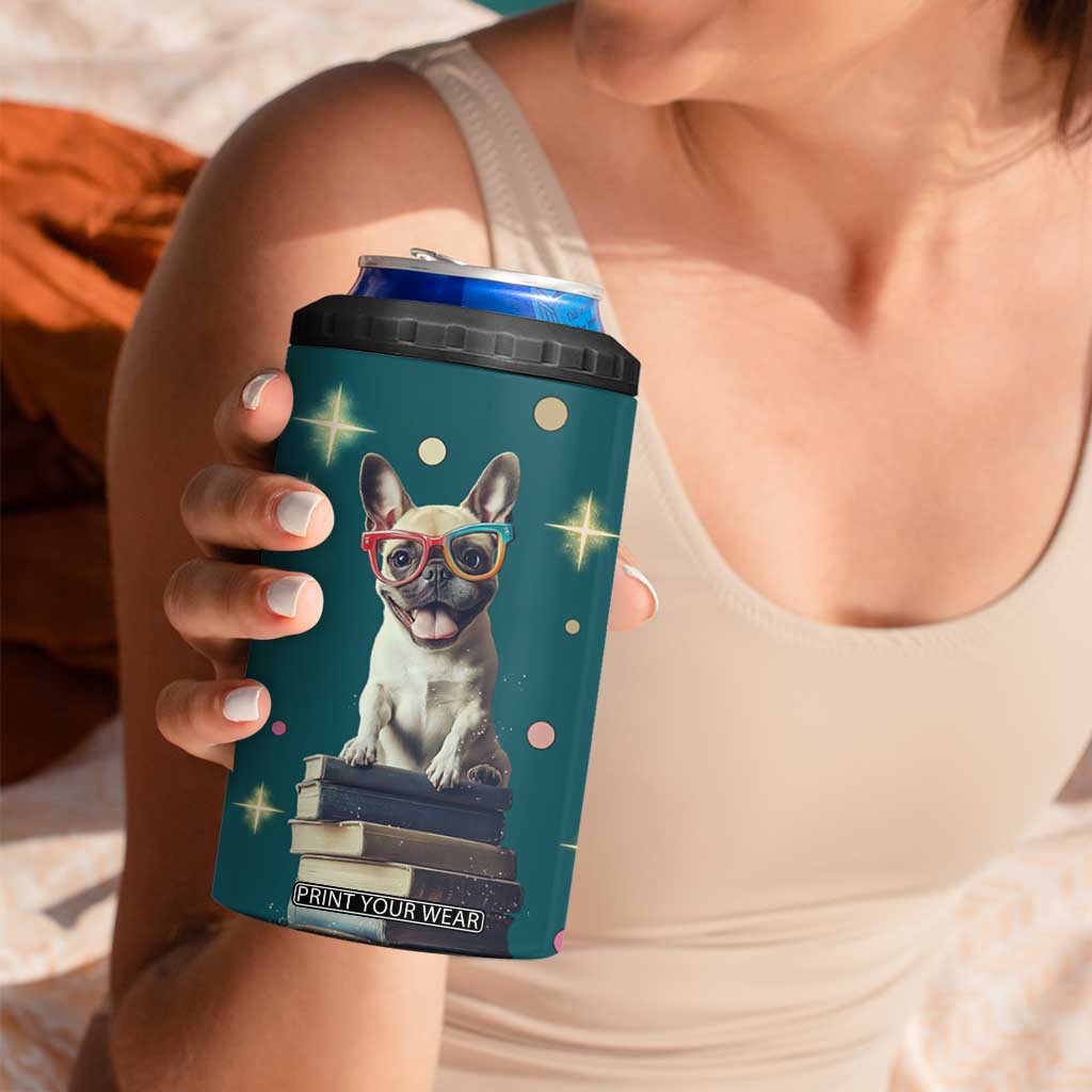 Cute Pug Reading Books 4 in 1 Can Cooler Tumbler Personalized TS04 Print Your Wear