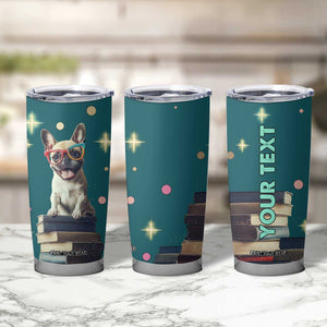 Cute Pug Reading Books Tumbler Cup Personalized TS04 Print Your Wear