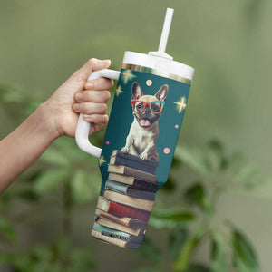 Cute Pug Reading Books Tumbler With Handle Personalized TS04 Print Your Wear