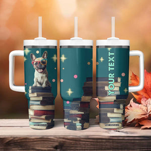 Cute Pug Reading Books Tumbler With Handle Personalized TS04 Print Your Wear