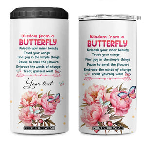 Wisdom From A Butterfly 4 in 1 Can Cooler Tumbler Personalized TS04 One Size: 16 oz Multicolor Print Your Wear