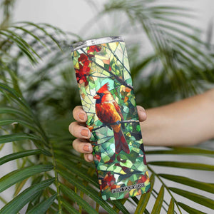 Cardinal Stained Glass Style Skinny Tumbler Personalized TS04 Print Your Wear