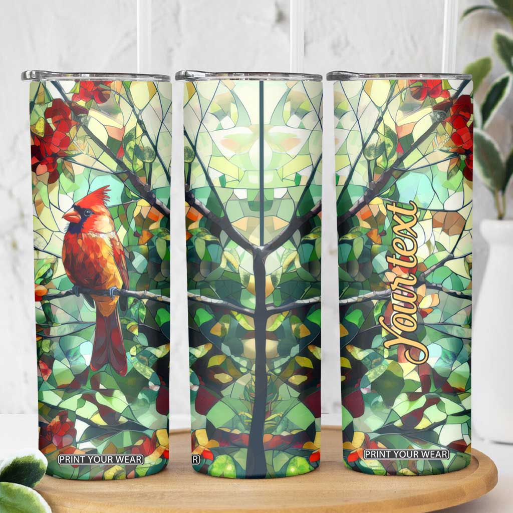 Cardinal Stained Glass Style Skinny Tumbler Personalized TS04 Print Your Wear