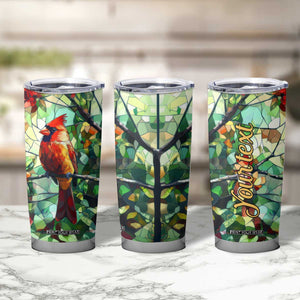 Cardinal Stained Glass Style Tumbler Cup Personalized TS04 Print Your Wear