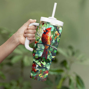 Cardinal Stained Glass Style Tumbler With Handle Personalized TS04 Print Your Wear