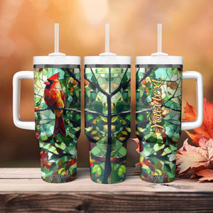 Cardinal Stained Glass Style Tumbler With Handle Personalized TS04 Print Your Wear