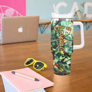 Cardinal Stained Glass Style Tumbler With Handle Personalized TS04 Print Your Wear