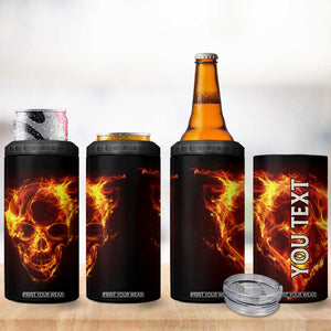 Skull On Fire 4 in 1 Can Cooler Tumbler Personalized TS04 Print Your Wear