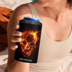 Skull On Fire 4 in 1 Can Cooler Tumbler Personalized TS04 Print Your Wear