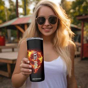 Skull On Fire Skinny Tumbler Personalized TS04 Print Your Wear