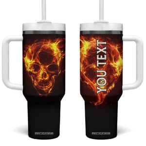 Skull On Fire Tumbler With Handle Personalized TS04 One Size: 40 oz Multicolor Print Your Wear