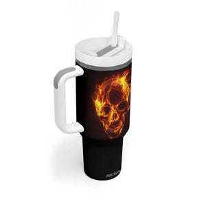 Skull On Fire Tumbler With Handle Personalized TS04 Print Your Wear