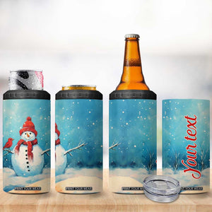 Snowman Painting Style 4 in 1 Can Cooler Tumbler Personalized TS04 Print Your Wear