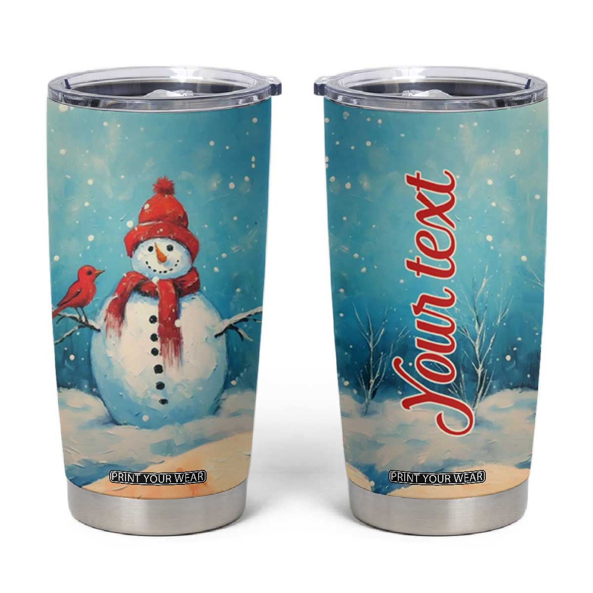 Snowman Painting Style Tumbler Cup Personalized TS04 Multicolor Print Your Wear