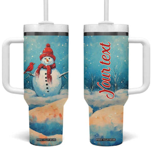 Snowman Painting Style Tumbler With Handle Personalized TS04 One Size: 40 oz Multicolor Print Your Wear