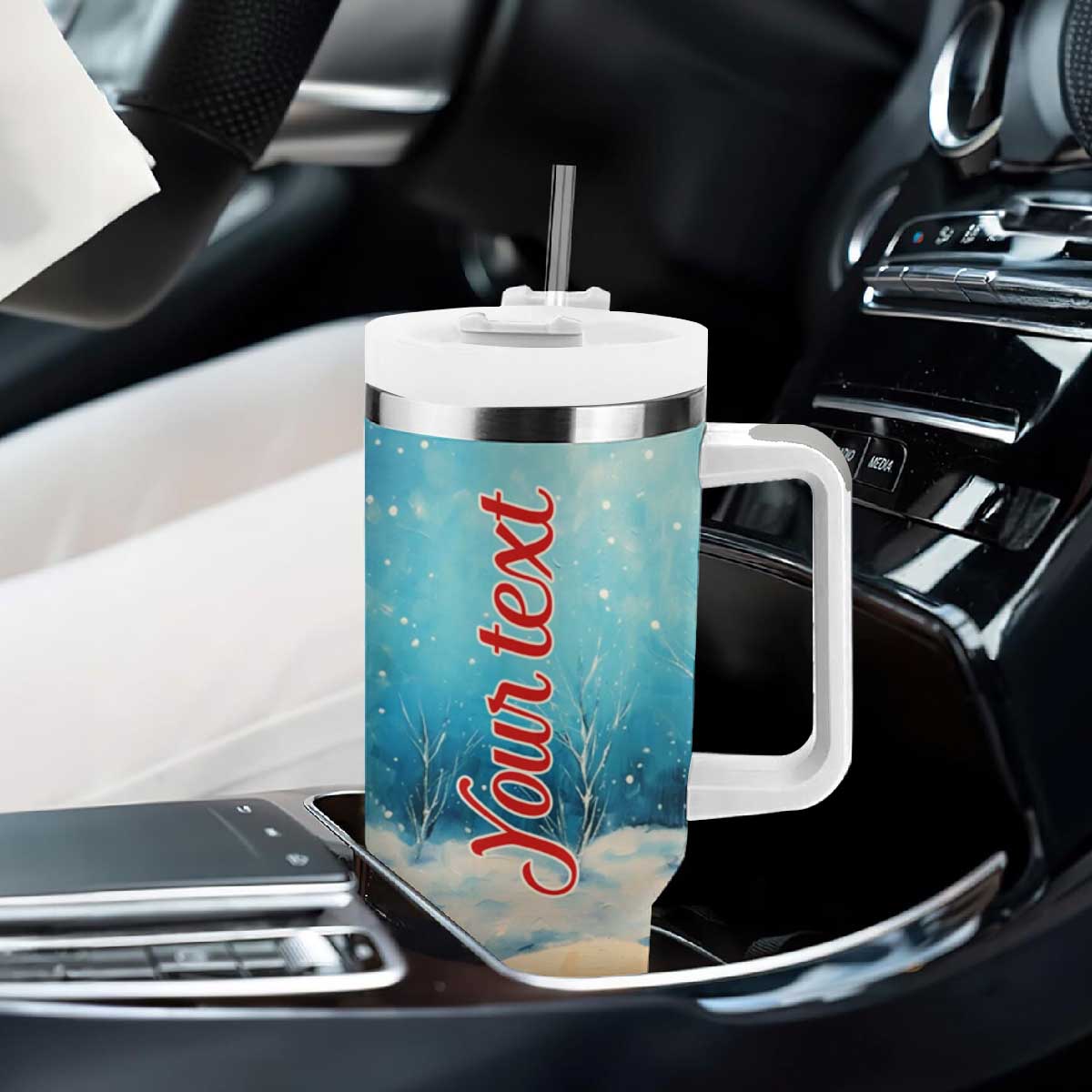 Snowman Painting Style Tumbler With Handle Personalized TS04 Print Your Wear