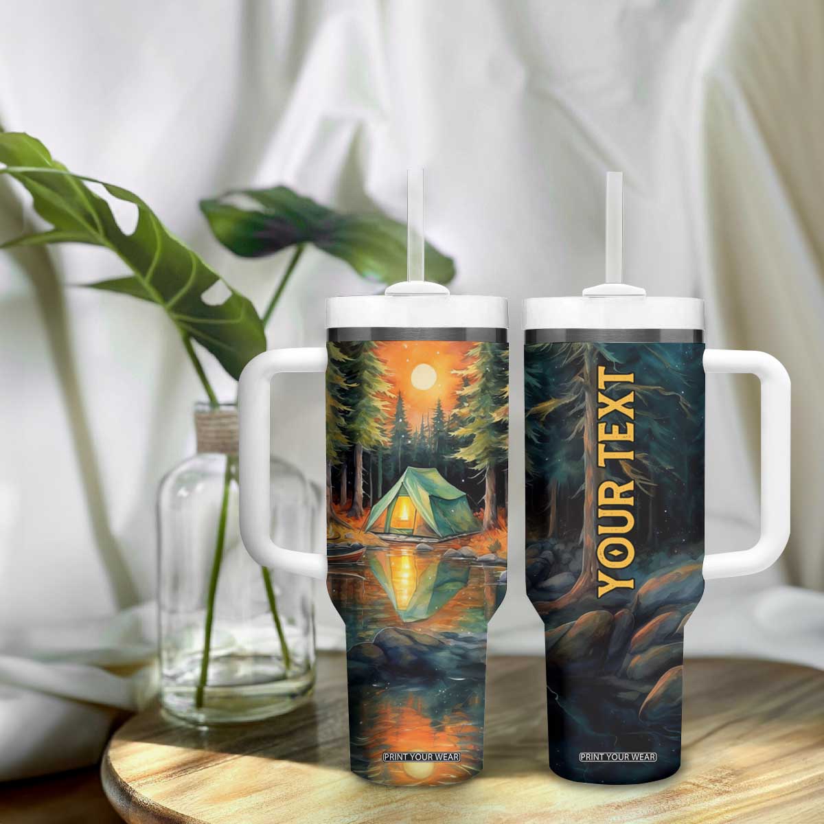 Camping In The Wood Tumbler With Handle Personalized TS04 Print Your Wear