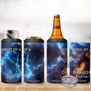 Heart Of A Wolf Soul Of A Dragon 4 in 1 Can Cooler Tumbler Personalized TS04 Print Your Wear