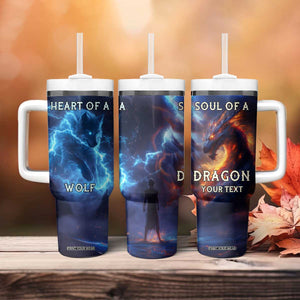 Heart Of A Wolf Soul Of A Dragon Tumbler With Handle Personalized TS04 Print Your Wear