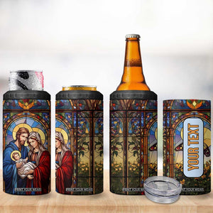 Faith Nativity Colorful Stained Glass 4 in 1 Can Cooler Tumbler Personalized TS04 Print Your Wear