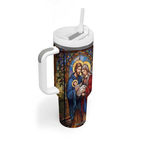 Faith Nativity Colorful Stained Glass Tumbler With Handle Personalized TS04 Print Your Wear