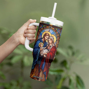 Faith Nativity Colorful Stained Glass Tumbler With Handle Personalized TS04 Print Your Wear