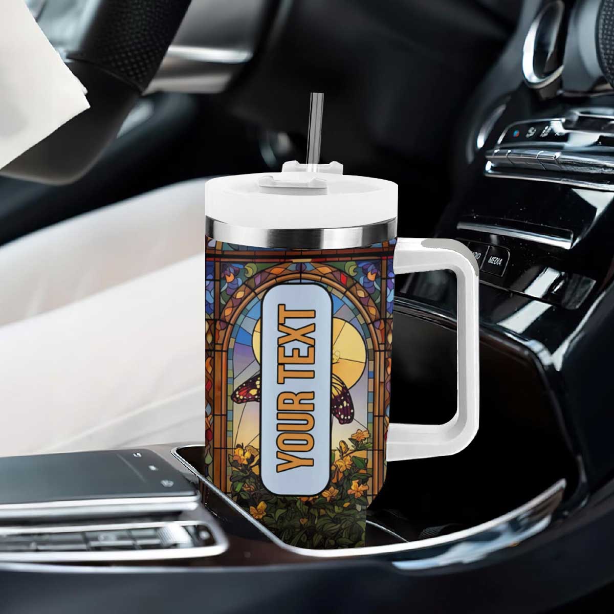 Faith Nativity Colorful Stained Glass Tumbler With Handle Personalized TS04 Print Your Wear