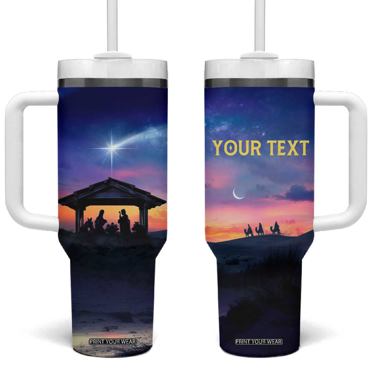 Nativity Of Jesus With Comet Tumbler With Handle Personalized TS04 One Size: 40 oz Multicolor Print Your Wear