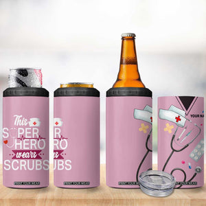 This Super Hero Wears Scrubs 4 in 1 Can Cooler Tumbler Personalized TS04 Print Your Wear