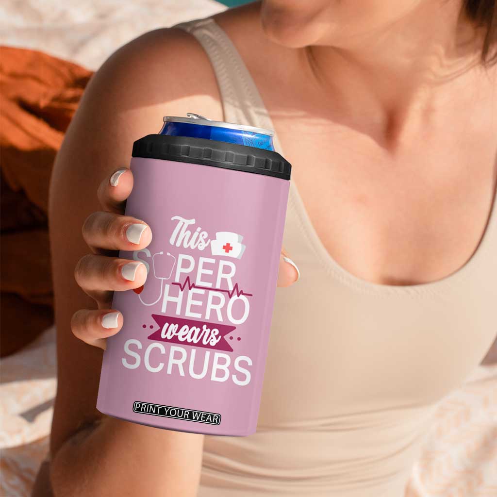 This Super Hero Wears Scrubs 4 in 1 Can Cooler Tumbler Personalized TS04 Print Your Wear