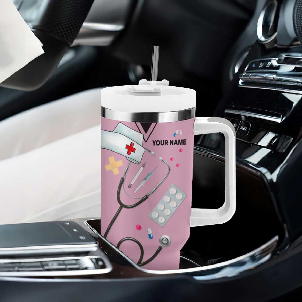 This Super Hero Wears Scrubs Tumbler With Handle Personalized TS04 Print Your Wear