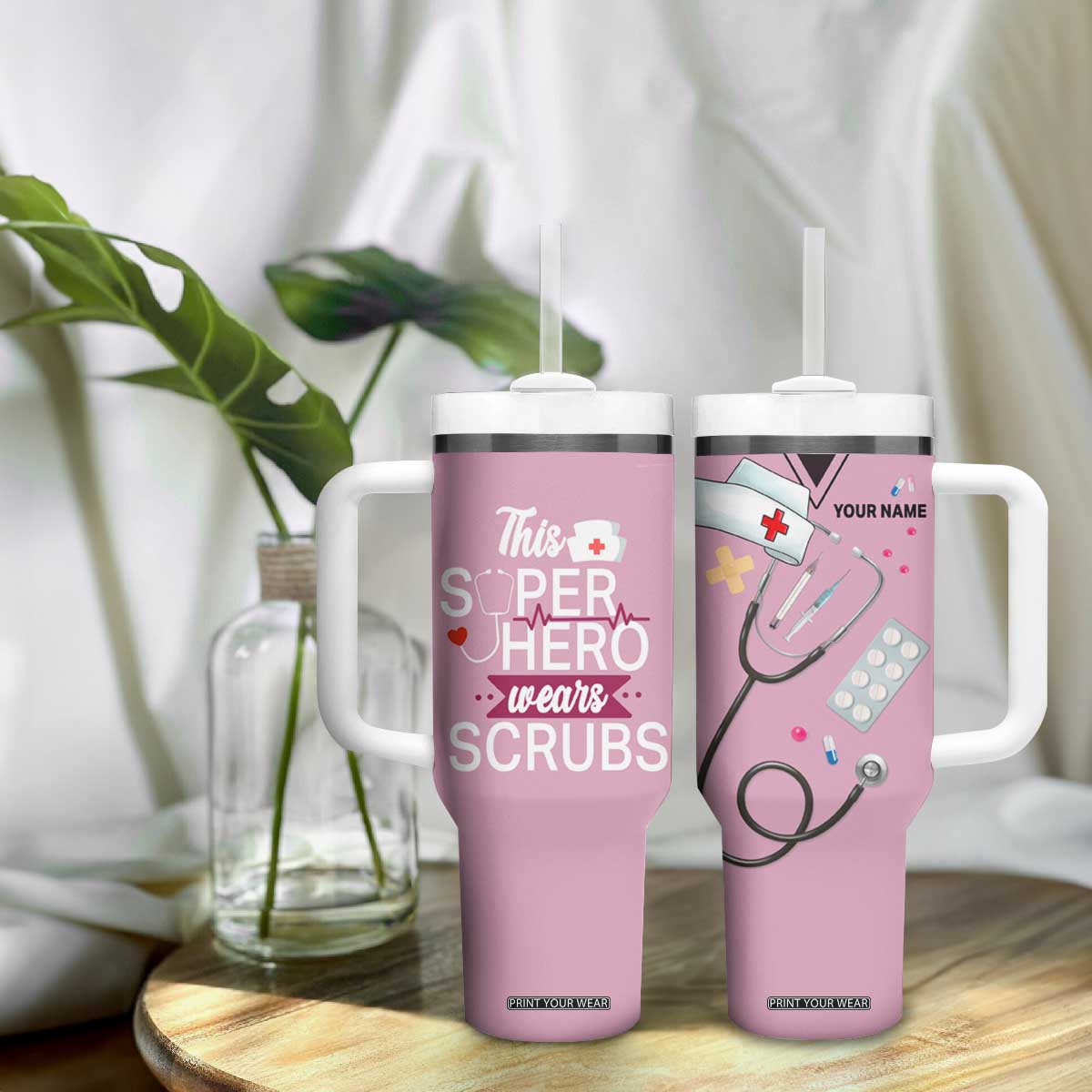 This Super Hero Wears Scrubs Tumbler With Handle Personalized TS04 Print Your Wear