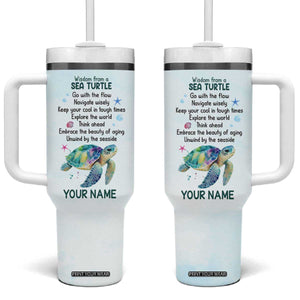 Wisdom From A Sea Turtle Tumbler With Handle Personalized TS04 One Size: 40 oz Multicolor Print Your Wear