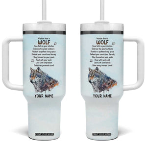 Wisdom From A Wolf Tumbler With Handle Personalized TS04 One Size: 40 oz Multicolor Print Your Wear