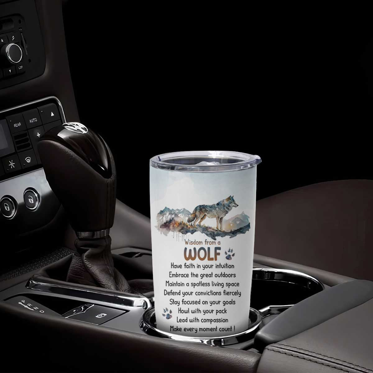 Wisdom From A Wolf Tumbler Cup Personalized TS04 Print Your Wear
