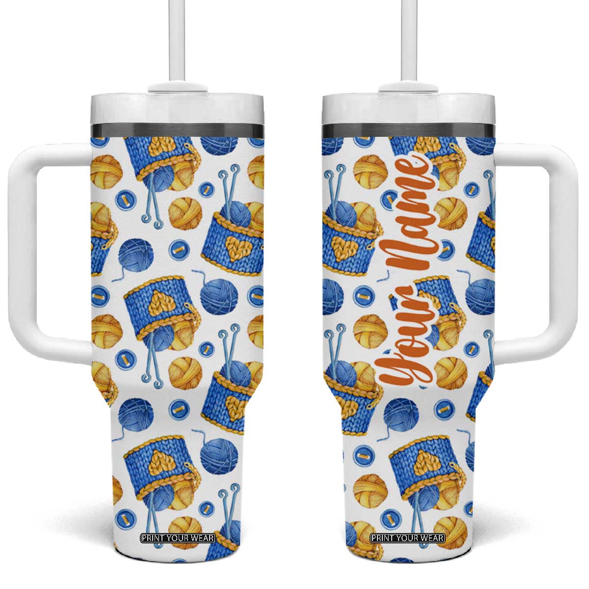 Knitting Pattern Tumbler With Handle Personalized TS04 One Size: 40 oz Multicolor Print Your Wear