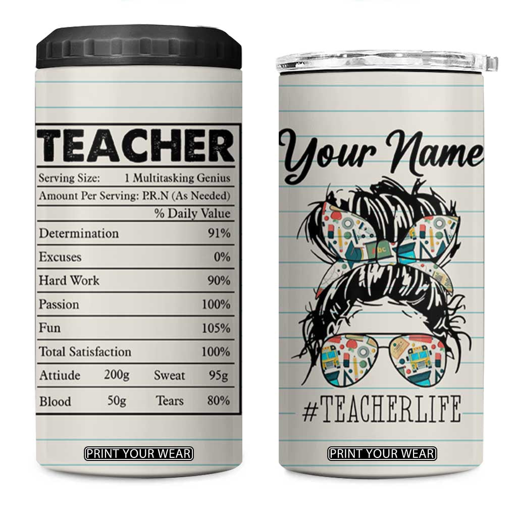 Teacher Life Facts 4 in 1 Can Cooler Tumbler Personalized TS04 One Size: 16 oz Multicolor Print Your Wear