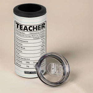 Teacher Life Facts 4 in 1 Can Cooler Tumbler Personalized TS04 Print Your Wear