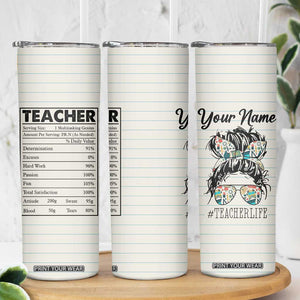 Teacher Life Facts Skinny Tumbler Personalized TS04 Print Your Wear