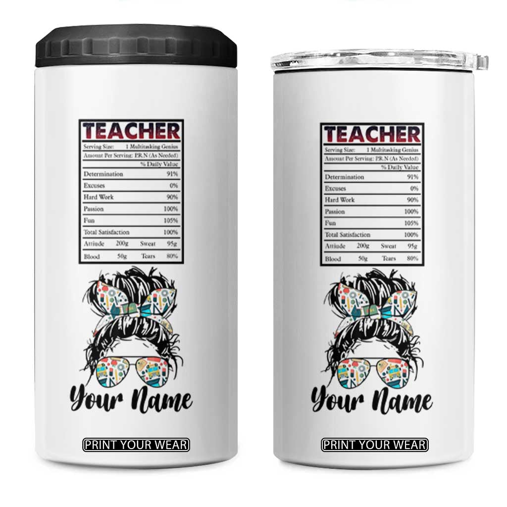 Teacher Nutrition Facts 4 in 1 Can Cooler Tumbler Personalized TS04 One Size: 16 oz Multicolor Print Your Wear