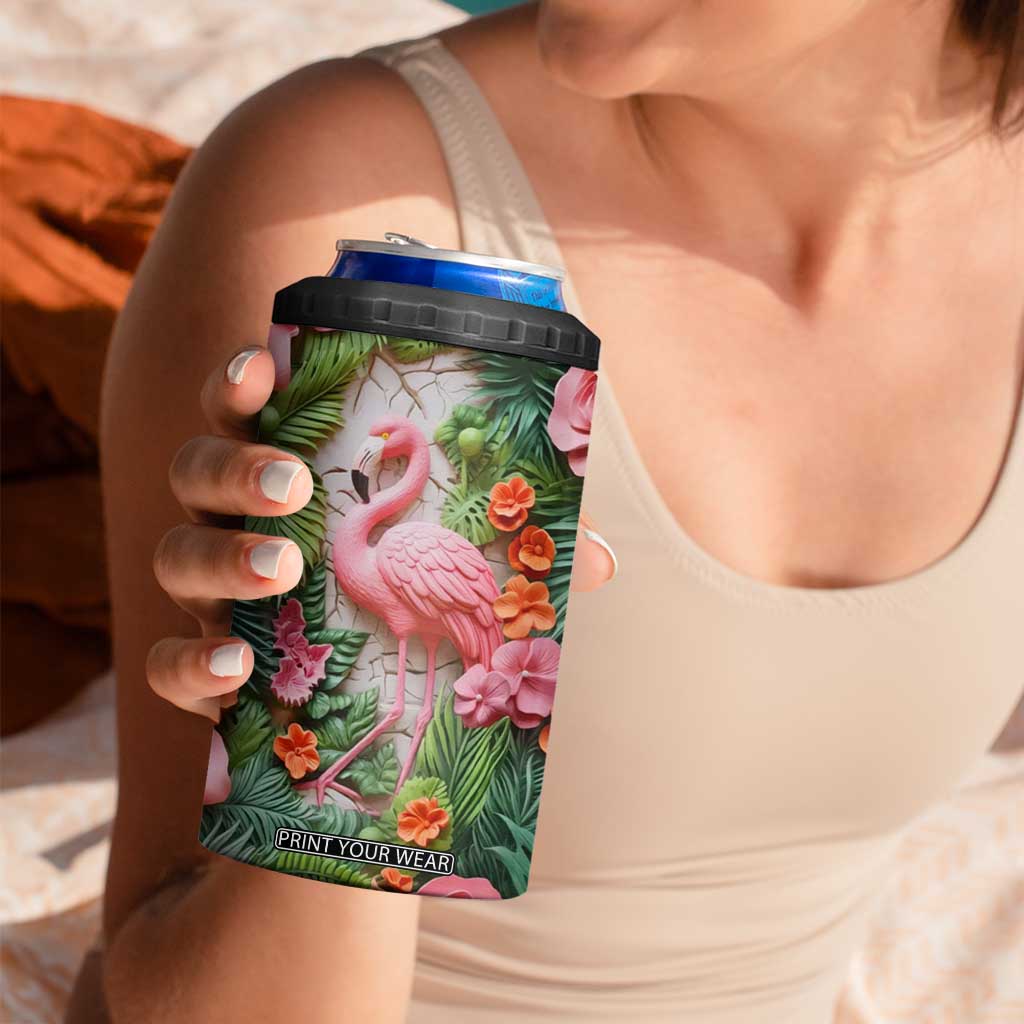 Flamingo Plaster Carving 4 in 1 Can Cooler Tumbler Personalized TS04 Print Your Wear
