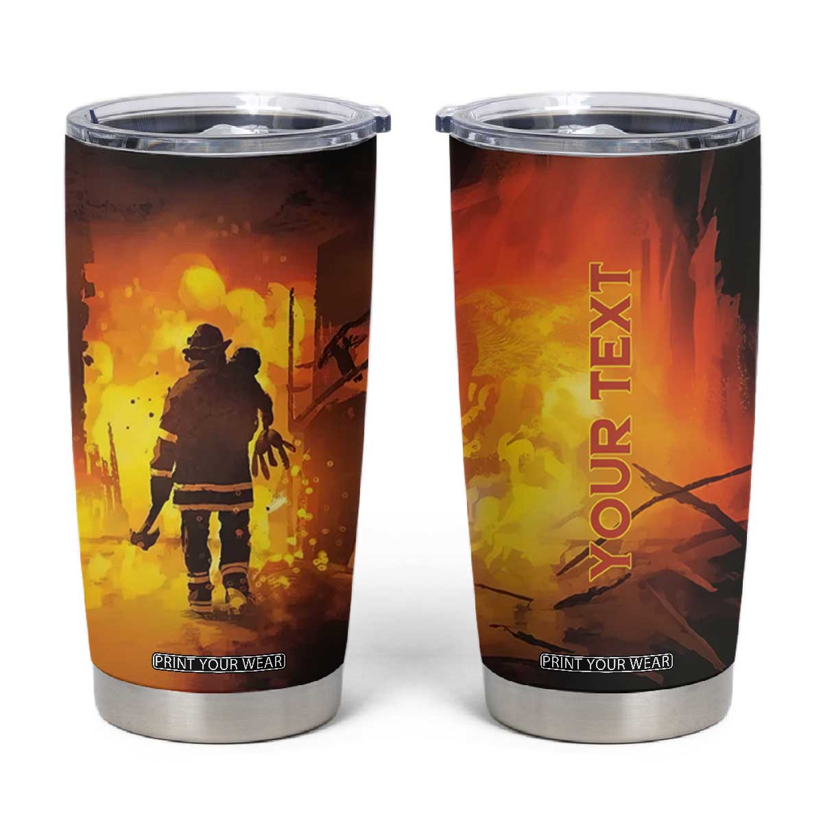 Firefighter Saves The Child Tumbler Cup Personalized TS04 Multicolor Print Your Wear