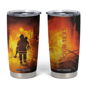 Firefighter Saves The Child Tumbler Cup Personalized TS04 Multicolor Print Your Wear