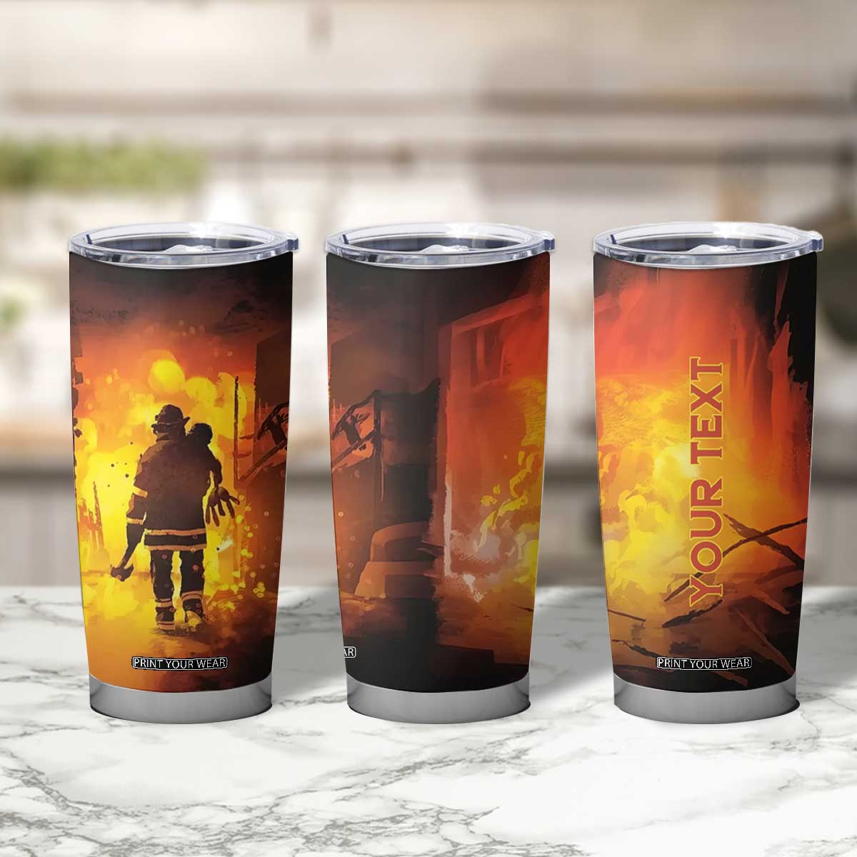 Firefighter Saves The Child Tumbler Cup Personalized TS04 Print Your Wear