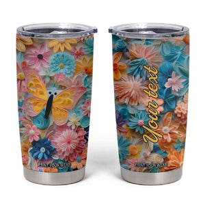 Butterfly Coloful Paper Quiling Tumbler Cup Personalized TS04 Multicolor Print Your Wear
