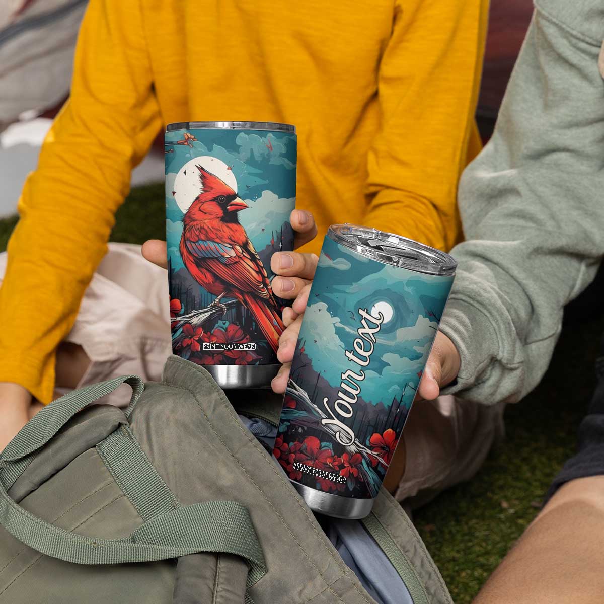 Retro Cardinal Flower Tumbler Cup Personalized TS04 Print Your Wear