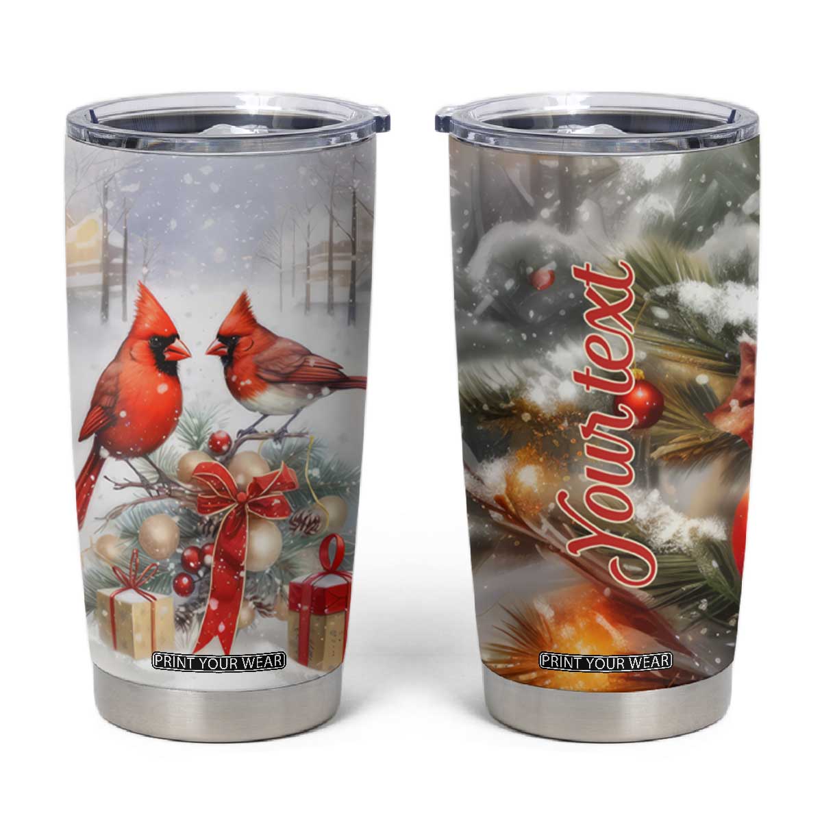 Cardinals Christmas Art Tumbler Cup Personalized TS04 Multicolor Print Your Wear