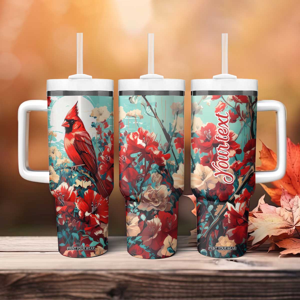 Cardinal Retro Style Tumbler With Handle Personalized TS04 Print Your Wear