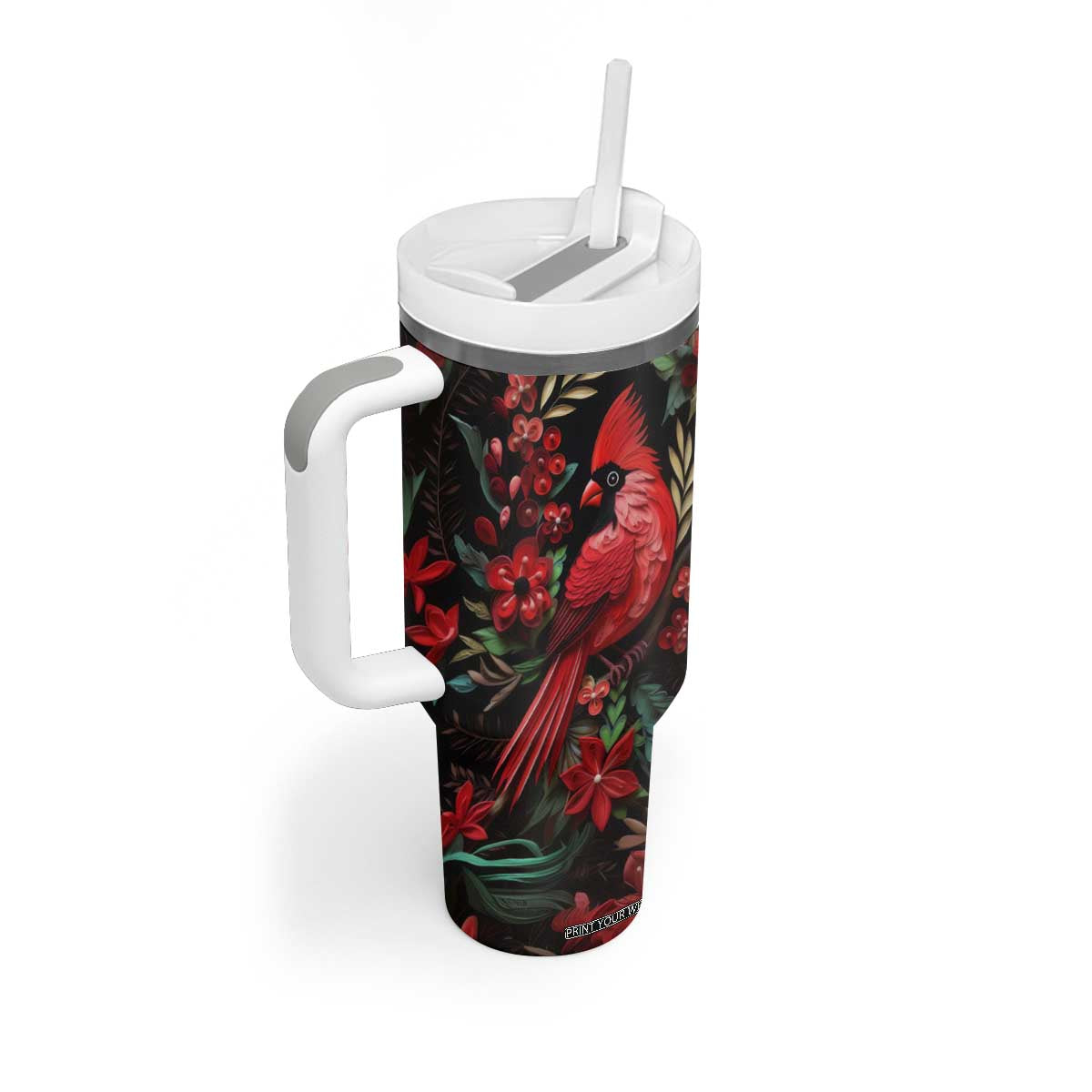 Cardinal Quilling Art Tumbler With Handle Personalized TS04 Print Your Wear